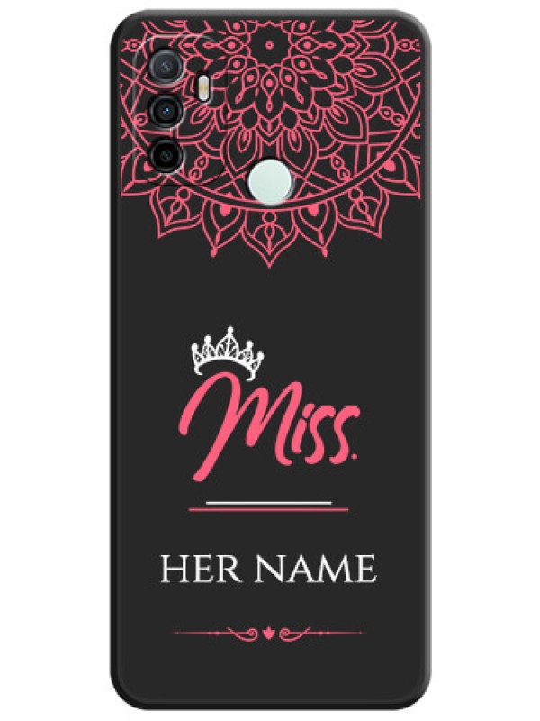 Custom Mrs Name with Floral Design on Space Black Personalized Soft Matte Phone Covers - Oppo A33 2020