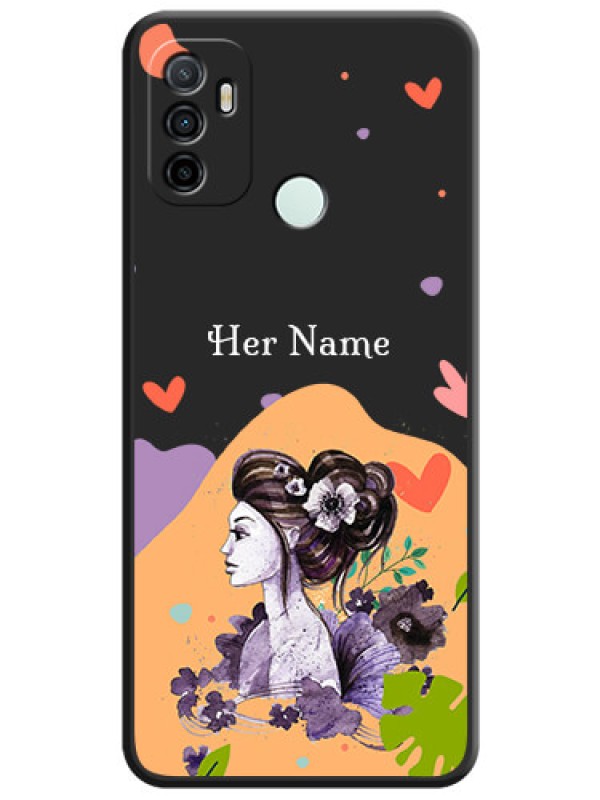 Custom Namecase For Her With Fancy Lady Image On Space Black Personalized Soft Matte Phone Covers -Oppo A33 2020