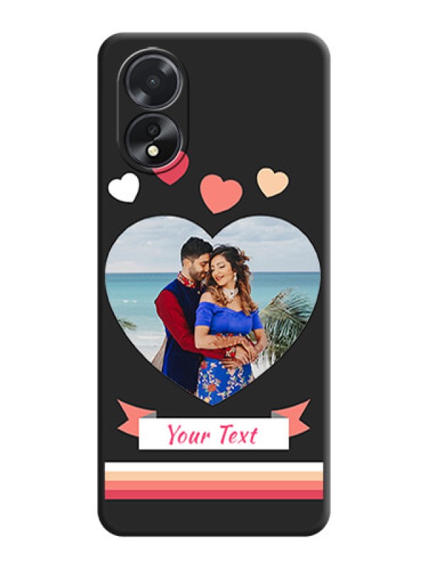 Custom Love Shaped Photo with Colorful Stripes on Personalised Space Black Soft Matte Cases - Oppo A38