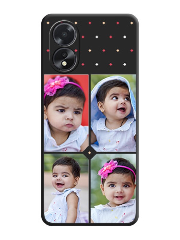 Custom Multicolor Dotted Pattern with 4 Image Holder on Space Black Custom Soft Matte Phone Cases - Oppo A38
