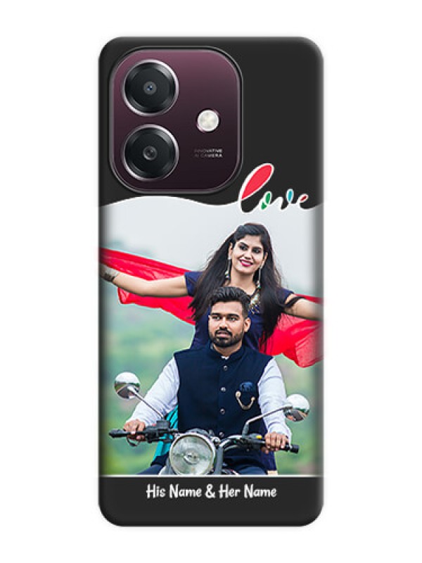 Custom Fall in Love Pattern with Picture on Photo On Space Black Custom Soft Matte Mobile Back Cover - Oppo A3X 4G