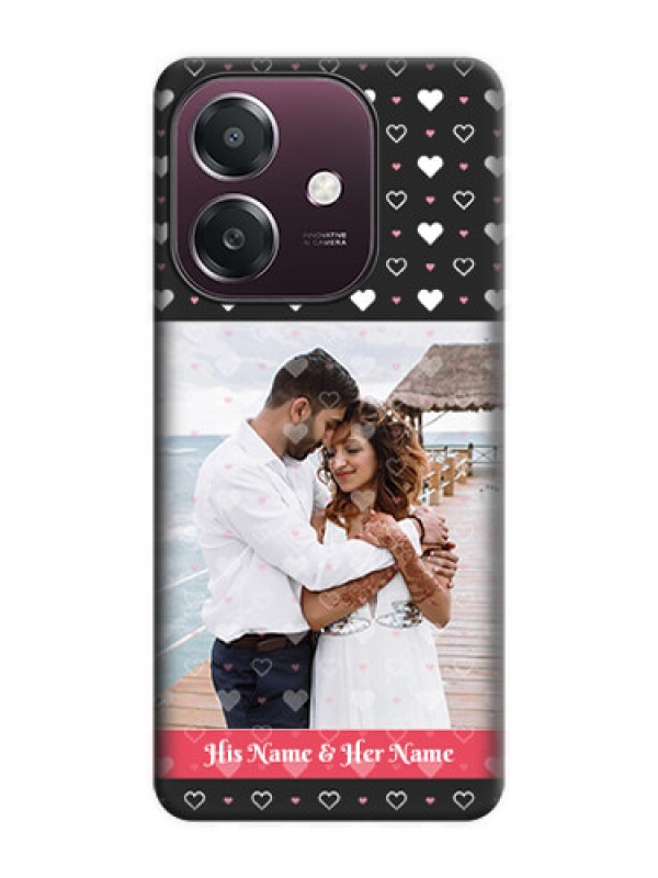 Custom White Color Love Symbols with Text Design on Photo On Space Black Custom Soft Matte Mobile Back Cover - Oppo A3X 4G