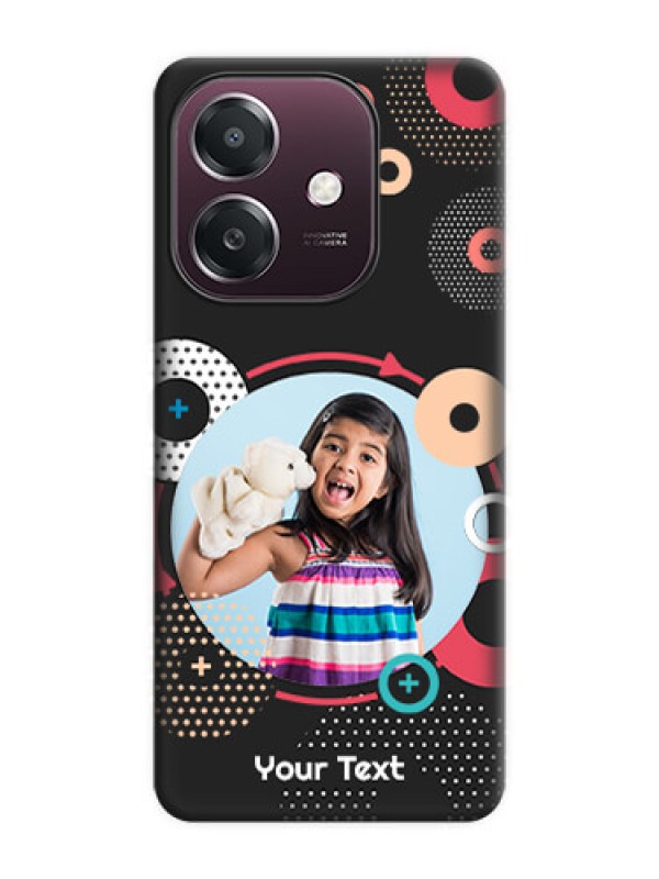 Custom Multicoloured Round Image On Space Black Custom Soft Matte Mobile Back Cover - Oppo A3X 4G