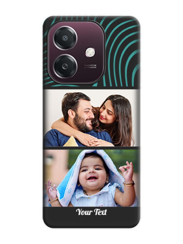 Custom Wave Pattern with 2 Image Holder On Space Black Custom Soft Matte Mobile Back Cover - Oppo A3X 4G