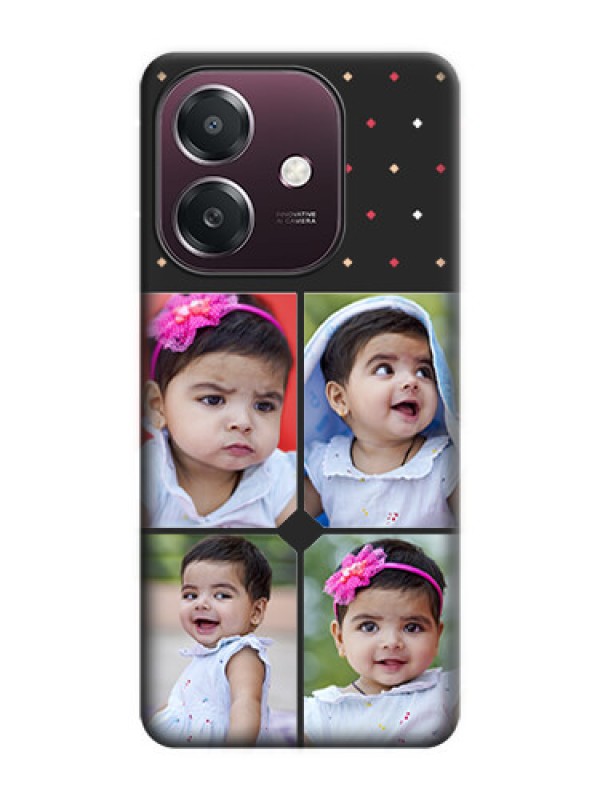 Custom Multicolor Dotted Pattern with 4 Image Holder On Space Black Custom Soft Matte Mobile Back Cover - Oppo A3X 4G