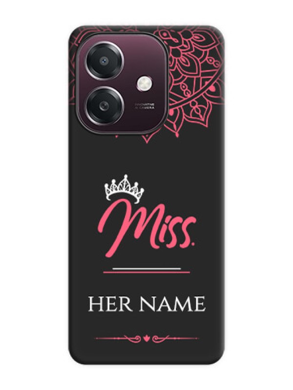 Custom Mrs Name with Floral Design On Space Black Custom Soft Matte Mobile Back Cover - Oppo A3X 4G