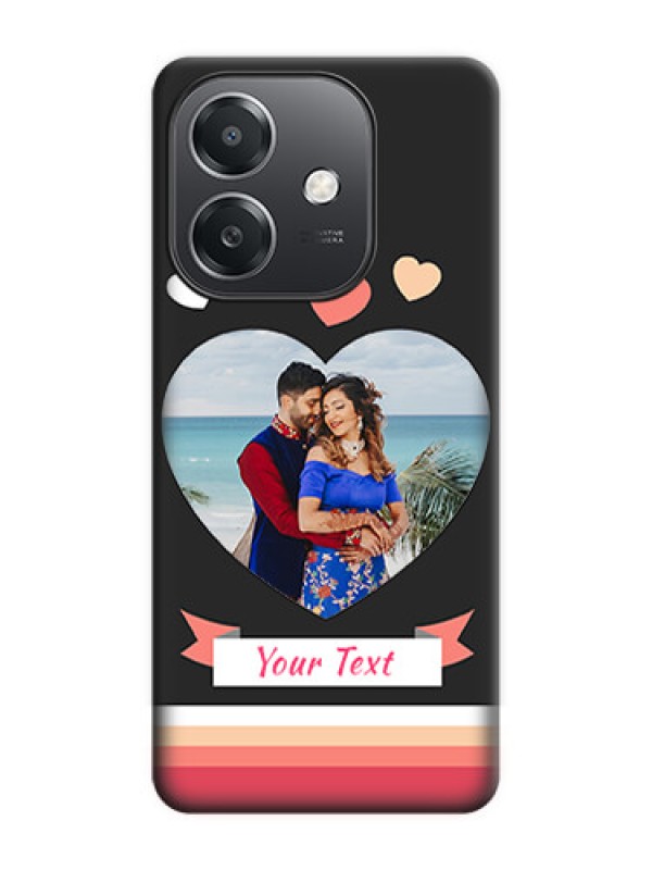 Custom Love Shaped Photo with Colorful Stripes On Space Black Custom Soft Matte Mobile Back Cover - Oppo A3X 5G