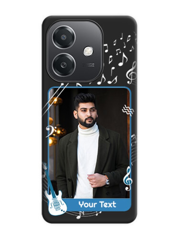 Custom Musical Theme Design with Text on Photo On Space Black Custom Soft Matte Mobile Back Cover - Oppo A3X 5G