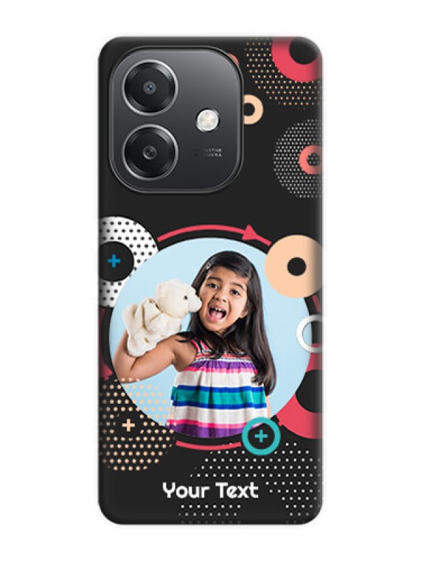 Custom Multicoloured Round Image On Space Black Custom Soft Matte Mobile Back Cover - Oppo A3X 5G