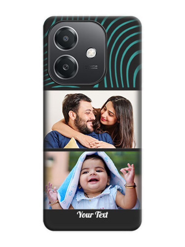 Custom Wave Pattern with 2 Image Holder On Space Black Custom Soft Matte Mobile Back Cover - Oppo A3X 5G