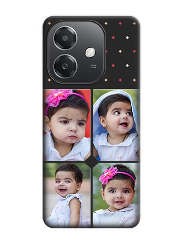 Custom Multicolor Dotted Pattern with 4 Image Holder On Space Black Custom Soft Matte Mobile Back Cover - Oppo A3X 5G