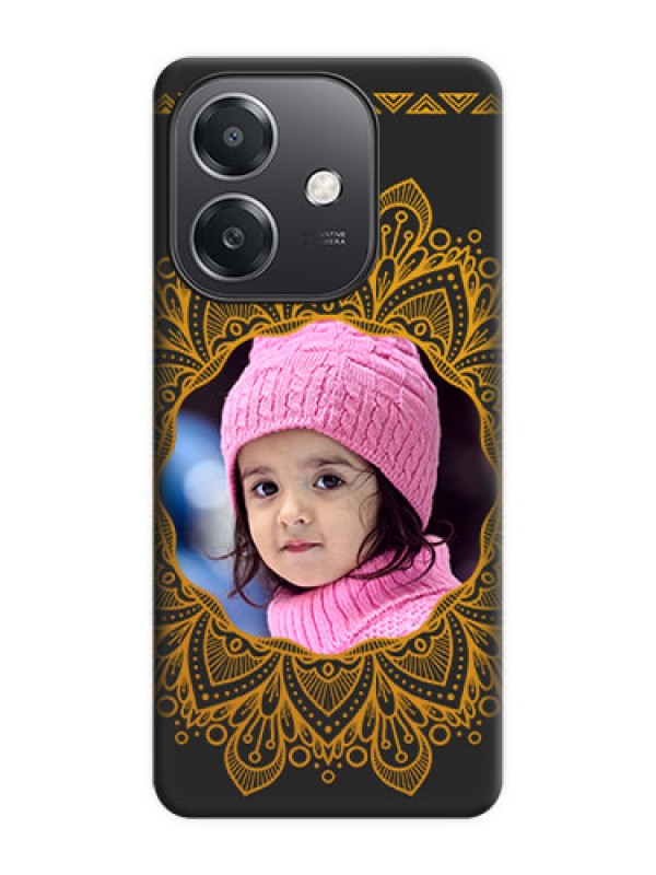 Custom Round Image with Floral Design On Space Black Custom Soft Matte Mobile Back Cover - Oppo A3X 5G