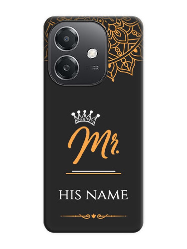 Custom Mr Name with Floral Design On Space Black Custom Soft Matte Mobile Back Cover - Oppo A3X 5G