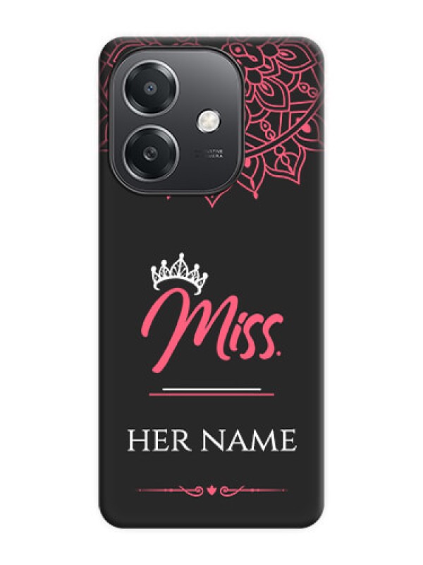 Custom Mrs Name with Floral Design On Space Black Custom Soft Matte Mobile Back Cover - Oppo A3X 5G