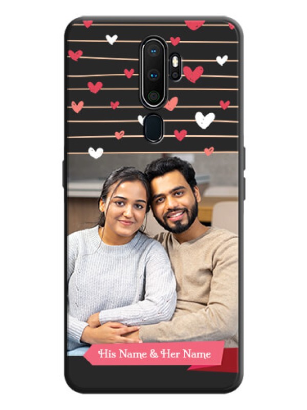 Custom Love Pattern with Name on Pink Ribbon  - Photo on Space Black Soft Matte Back Cover - Oppo A5 2020