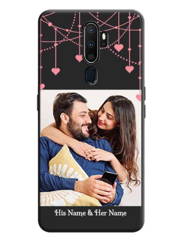 Custom Pink Love Hangings with Text on Space Black Custom Soft Matte Back Cover - Oppo A5 2020