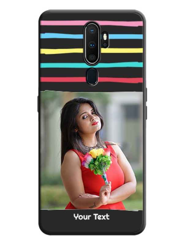 Custom Multicolor Lines with Image on Space Black Personalized Soft Matte Phone Covers - Oppo A5 2020