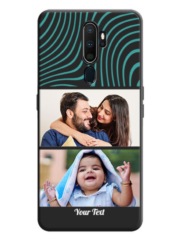 Custom Wave Pattern with 2 Image Holder on Space Black Personalized Soft Matte Phone Covers - Oppo A5 2020