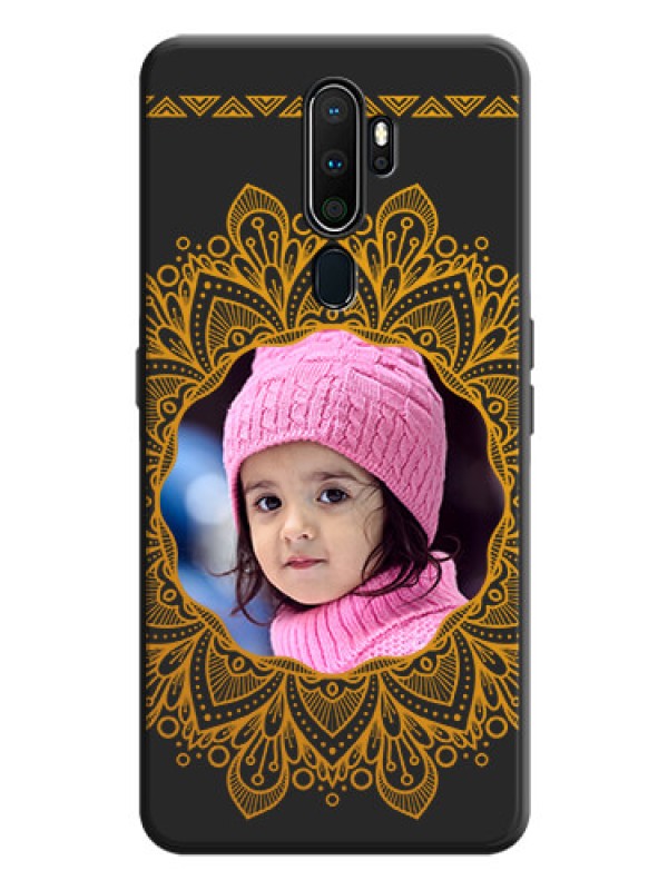 Custom Round Image with Floral Design - Photo on Space Black Soft Matte Mobile Cover - Oppo A5 2020