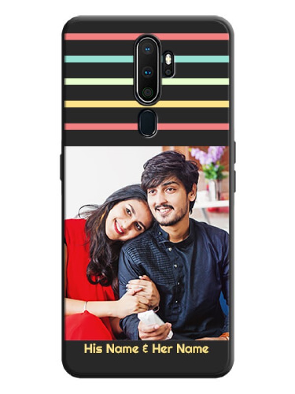 Custom Color Stripes with Photo and Text - Photo on Space Black Soft Matte Mobile Case - Oppo A5 2020