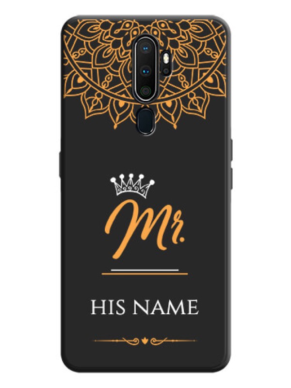 Custom Mr Name with Floral Design  on Personalised Space Black Soft Matte Cases - Oppo A5 2020