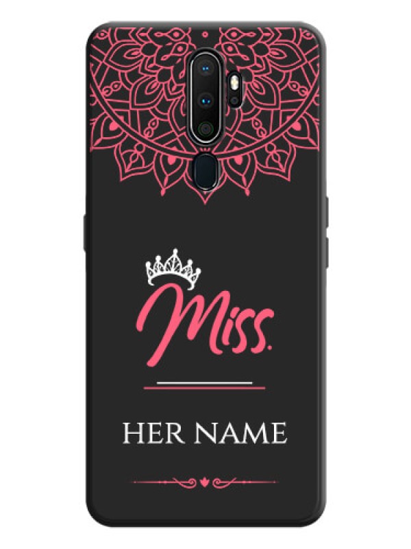 Custom Mrs Name with Floral Design on Space Black Personalized Soft Matte Phone Covers - Oppo A5 2020