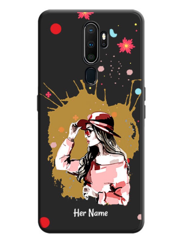 Custom Mordern Lady With Color Splash Background With Custom Text On Space Black Personalized Soft Matte Phone Covers -Oppo A5 2020
