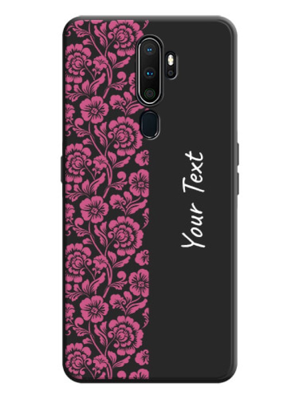 Custom Pink Floral Pattern Design With Custom Text On Space Black Personalized Soft Matte Phone Covers -Oppo A5 2020