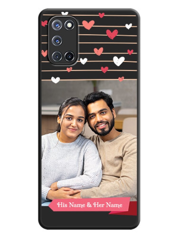 Custom Love Pattern with Name on Pink Ribbon  on Photo on Space Black Soft Matte Back Cover - Oppo A52