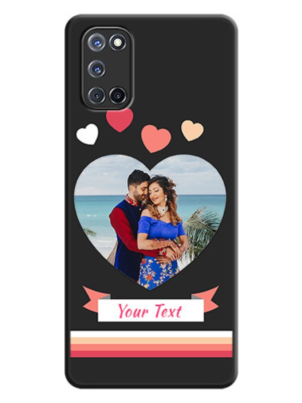 Custom Love Shaped Photo with Colorful Stripes on Personalised Space Black Soft Matte Cases - Oppo A52