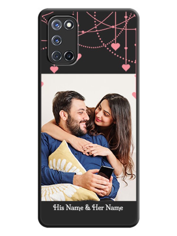 Custom Pink Love Hangings with Text on Space Black Custom Soft Matte Back Cover - Oppo A52