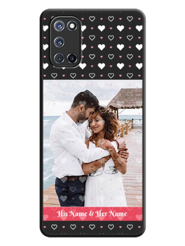 Custom White Color Love Symbols with Text Design on Photo on Space Black Soft Matte Phone Cover - Oppo A52