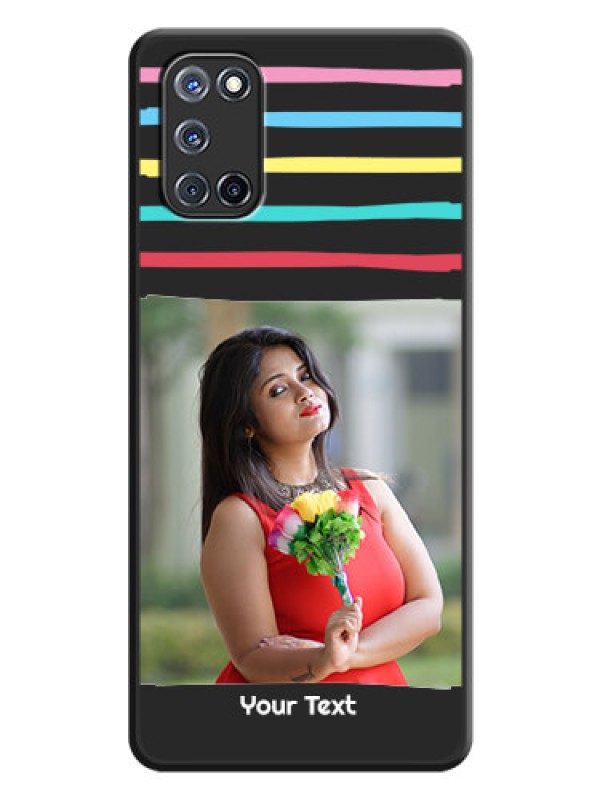 Custom Multicolor Lines with Image on Space Black Personalized Soft Matte Phone Covers - Oppo A52