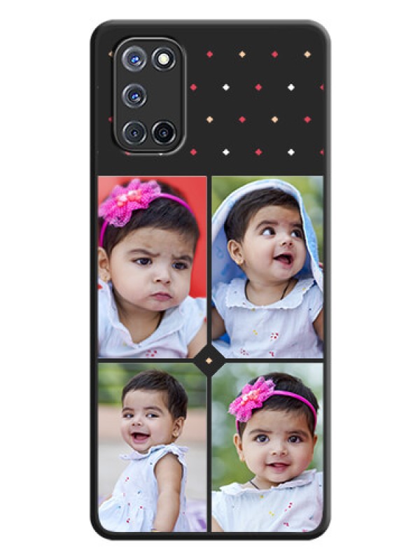 Custom Multicolor Dotted Pattern with 4 Image Holder on Space Black Custom Soft Matte Phone Cases - Oppo A52