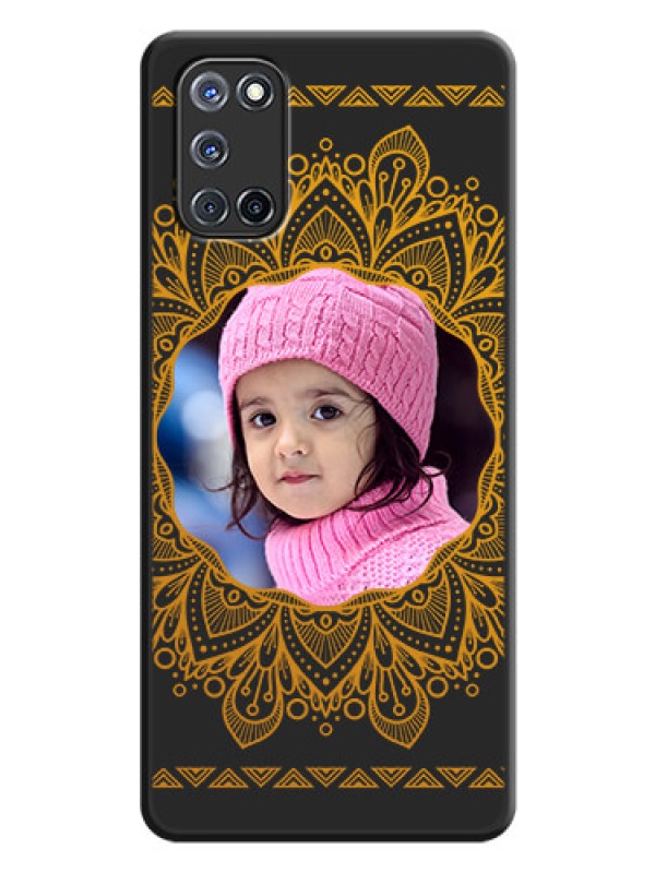 Custom Round Image with Floral Design on Photo on Space Black Soft Matte Mobile Cover - Oppo A52