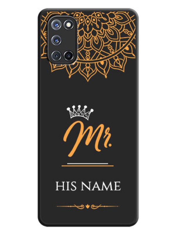 Custom Mr Name with Floral Design  on Personalised Space Black Soft Matte Cases - Oppo A52
