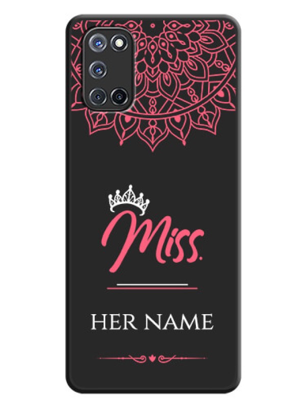 Custom Mrs Name with Floral Design on Space Black Personalized Soft Matte Phone Covers - Oppo A52
