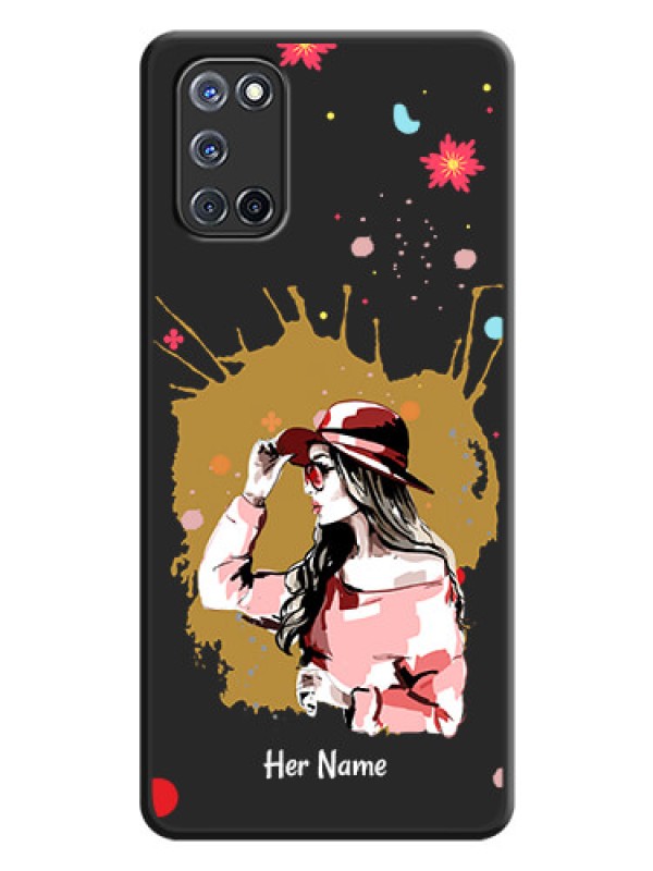Custom Mordern Lady With Color Splash Background With Custom Text On Space Black Personalized Soft Matte Phone Covers -Oppo A52