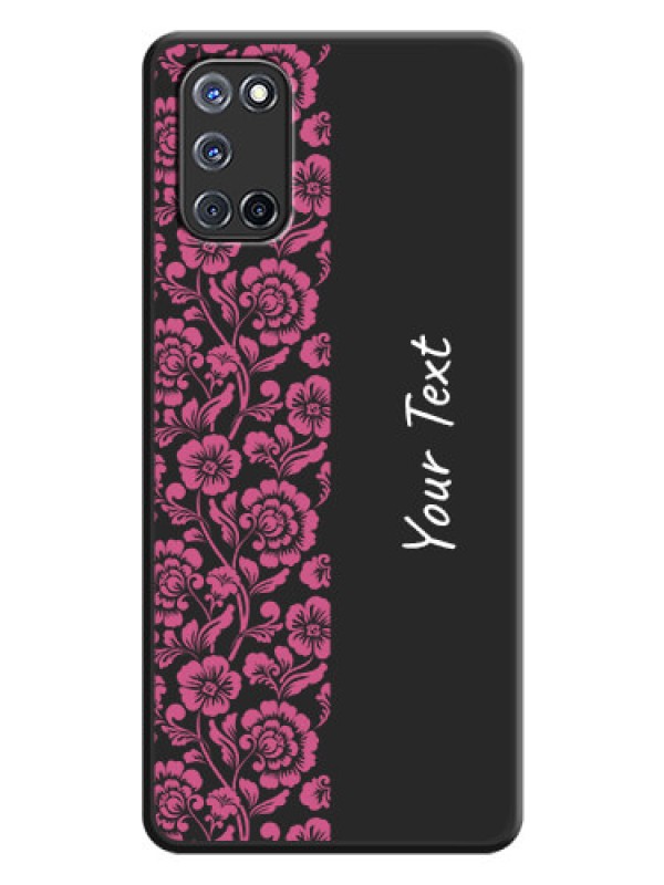 Custom Pink Floral Pattern Design With Custom Text On Space Black Personalized Soft Matte Phone Covers -Oppo A52