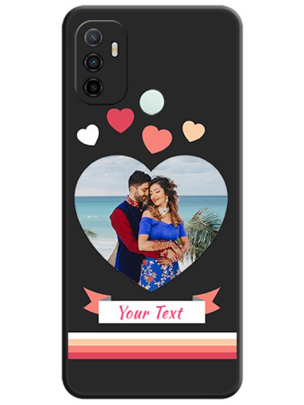 Custom Love Shaped Photo with Colorful Stripes on Personalised Space Black Soft Matte Cases - Oppo A53 2020