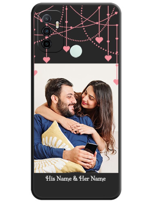 Custom Pink Love Hangings with Text on Space Black Custom Soft Matte Back Cover - Oppo A53 2020