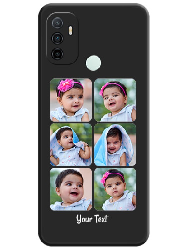 Custom Floral Art with 6 Image Holder on Photo on Space Black Soft Matte Mobile Case - Oppo A53 2020