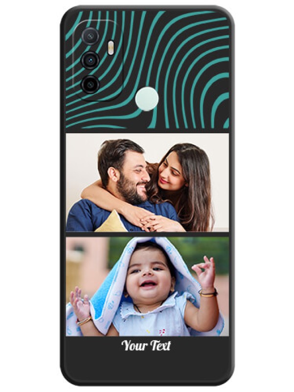 Custom Wave Pattern with 2 Image Holder on Space Black Personalized Soft Matte Phone Covers - Oppo A53 2020