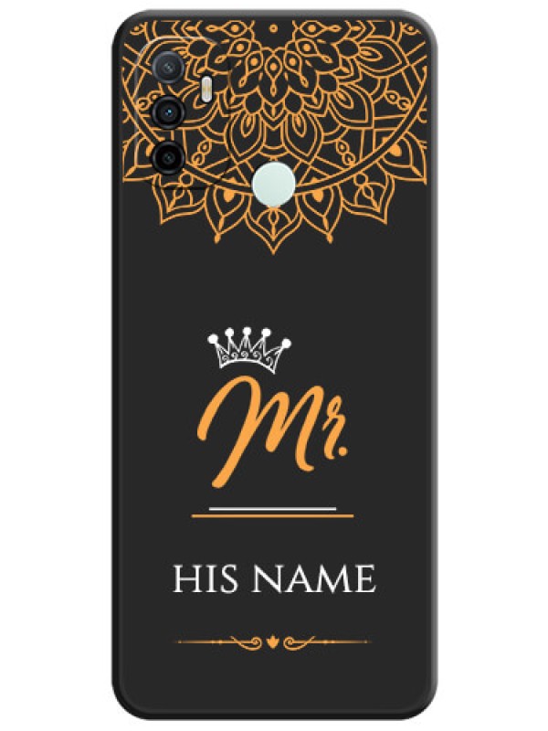Custom Mr Name with Floral Design  on Personalised Space Black Soft Matte Cases - Oppo A53 2020