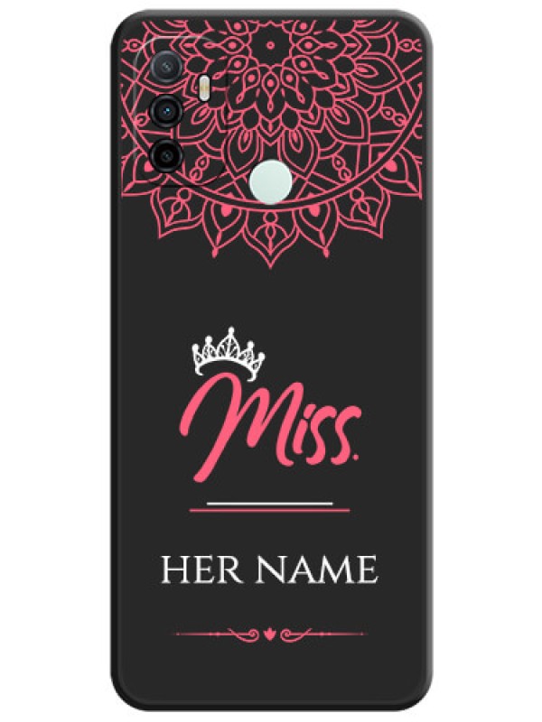 Custom Mrs Name with Floral Design on Space Black Personalized Soft Matte Phone Covers - Oppo A53 2020