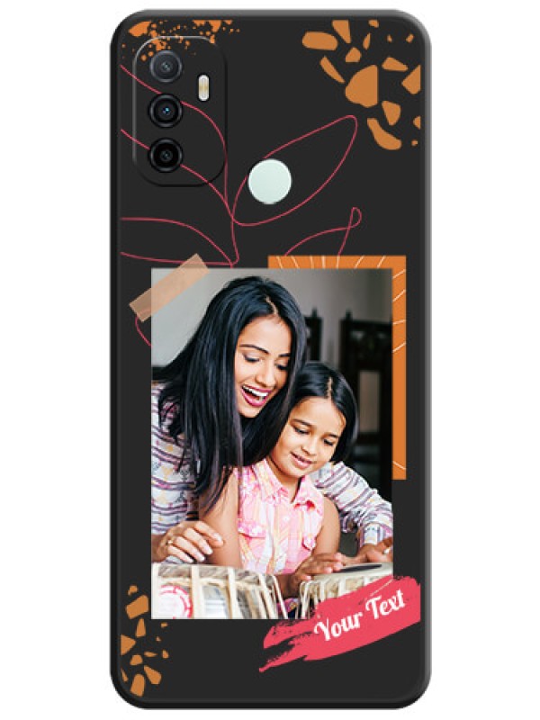 Custom Orange Photo Frame on Space Black Custom Soft Matte Phone Back Cover - Oppo A53 2020