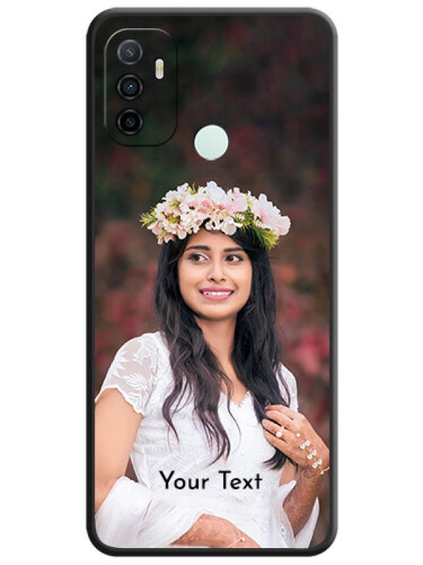 Custom Full Single Pic Upload With Text On Space Black Personalized Soft Matte Phone Covers -Oppo A53