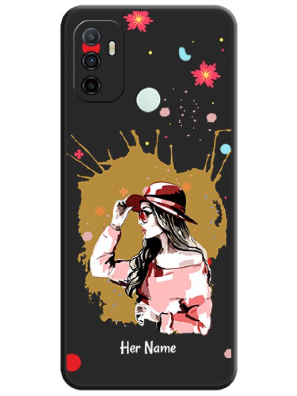 Custom Mordern Lady With Color Splash Background With Custom Text On Space Black Personalized Soft Matte Phone Covers -Oppo A53