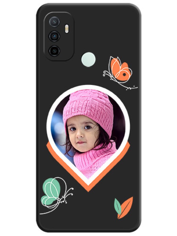 Custom Upload Pic With Simple Butterly Design On Space Black Personalized Soft Matte Phone Covers -Oppo A53