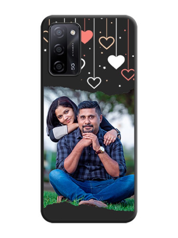 Custom Love Hangings with Splash Wave Picture on Space Black Custom Soft Matte Phone Back Cover - Oppo A53s 5G